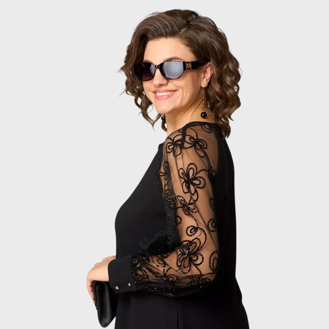 GIADA™|ELEGANTE ABITO NERO SEXY IN PIZZO