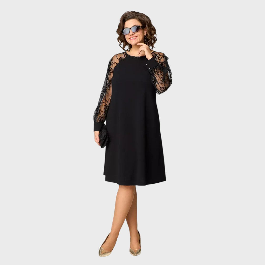 GIADA™|ELEGANTE ABITO NERO SEXY IN PIZZO