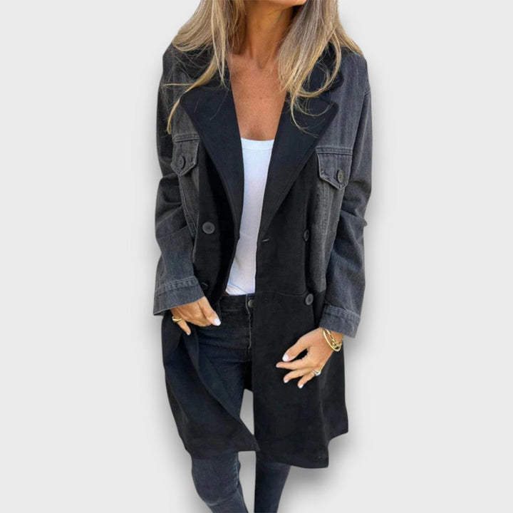 ARIANA™|CAPPOTTO IN DENIM E FINTA PELLE SCAMOSCIATA