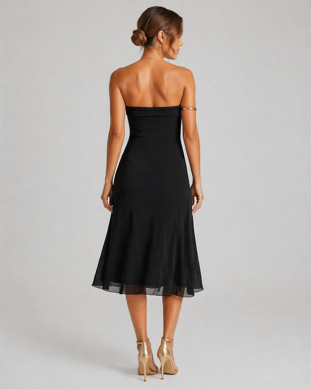 ALTHEA™|VESTITO MIDI A FASCIA IN CHIFFON FLUIDO
