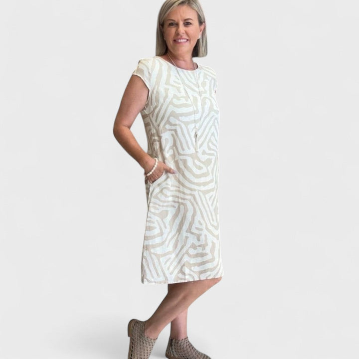 NELIA™|ABITO ESTIVO A GIROCOLLO CON BELLA STAMPA