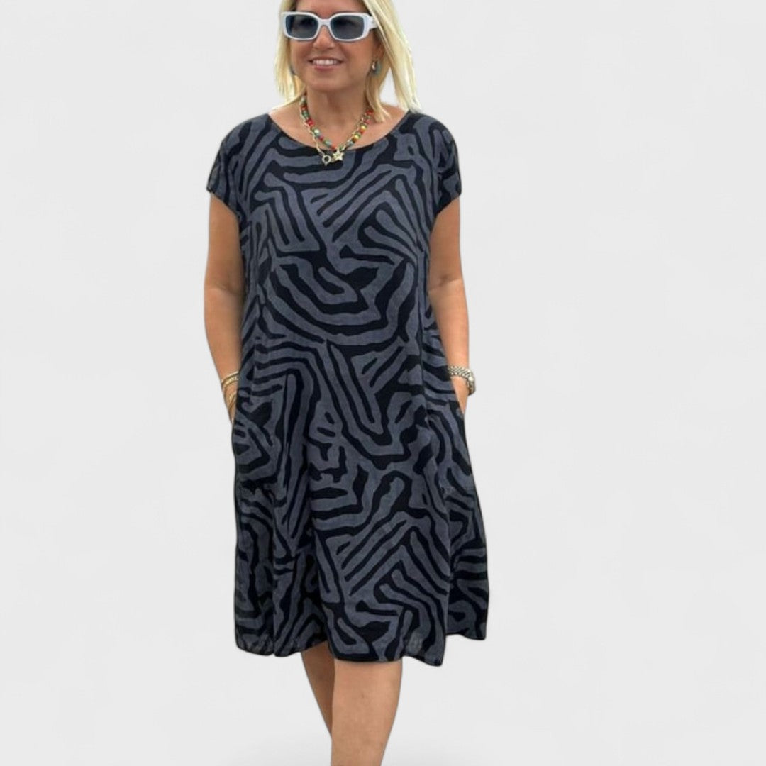 NELIA™|ABITO ESTIVO A GIROCOLLO CON BELLA STAMPA