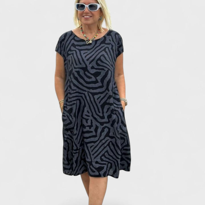 NELIA™|ABITO ESTIVO A GIROCOLLO CON BELLA STAMPA