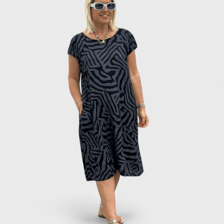 NELIA™|ABITO ESTIVO A GIROCOLLO CON BELLA STAMPA