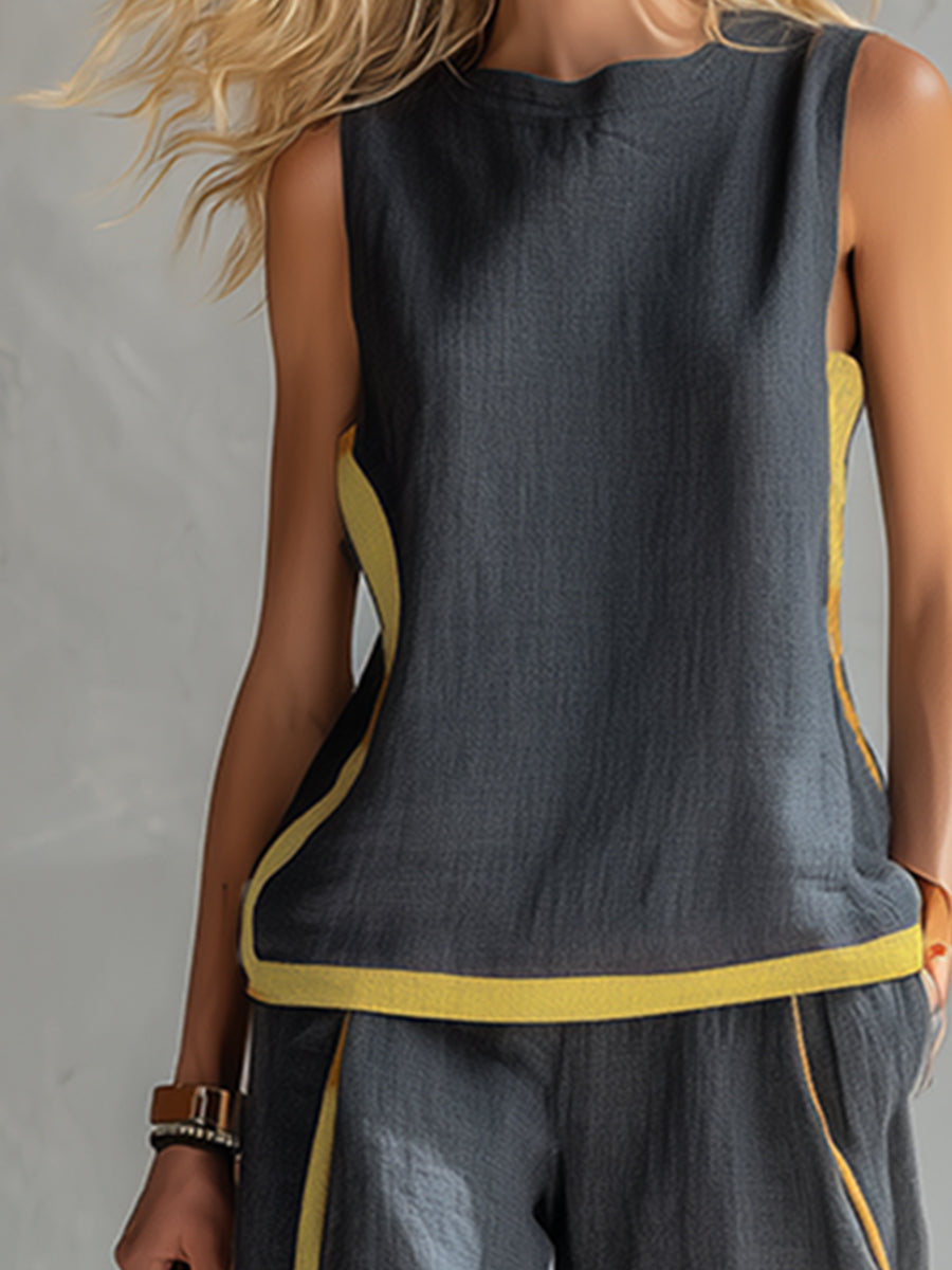 LEILA™|SET TOP E PANTALONI AMPI