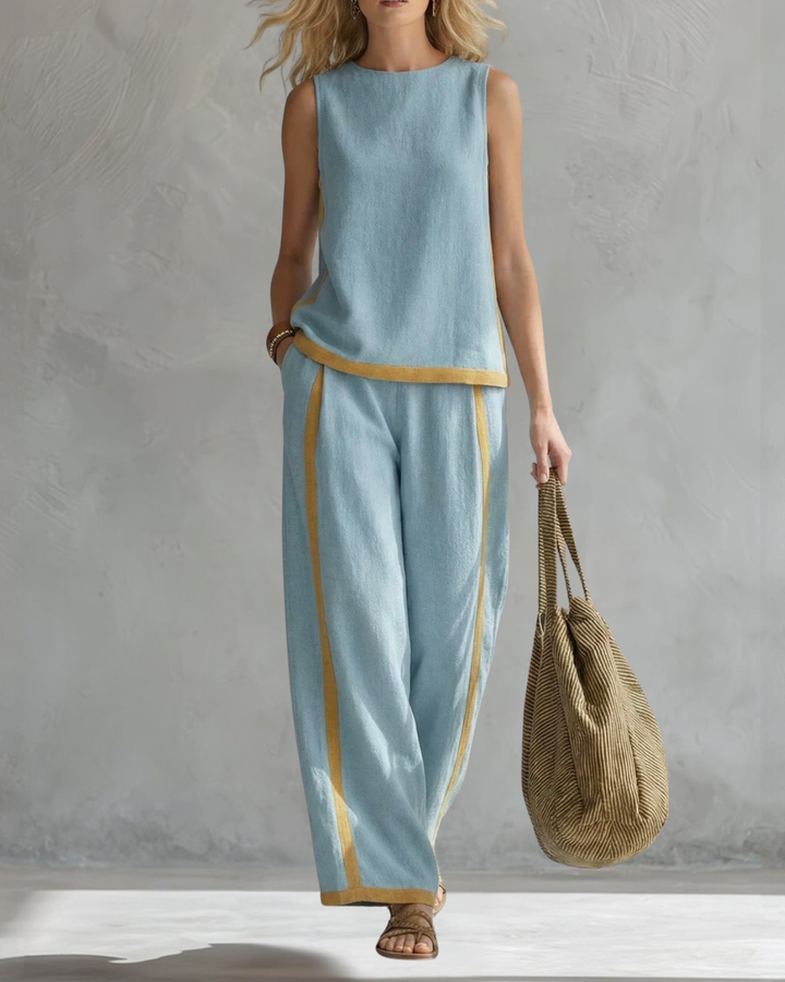 LEILA™|SET TOP E PANTALONI AMPI
