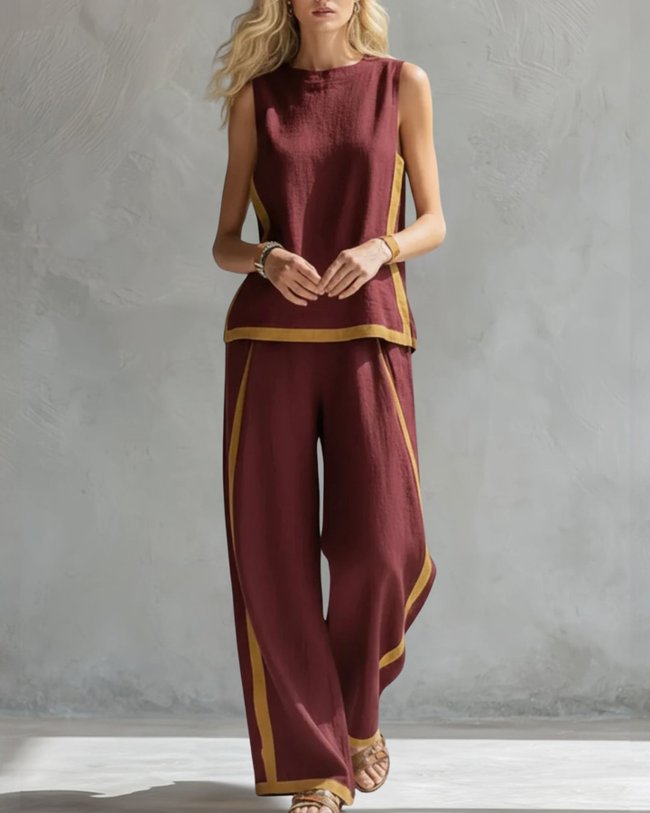 LEILA™|SET TOP E PANTALONI AMPI