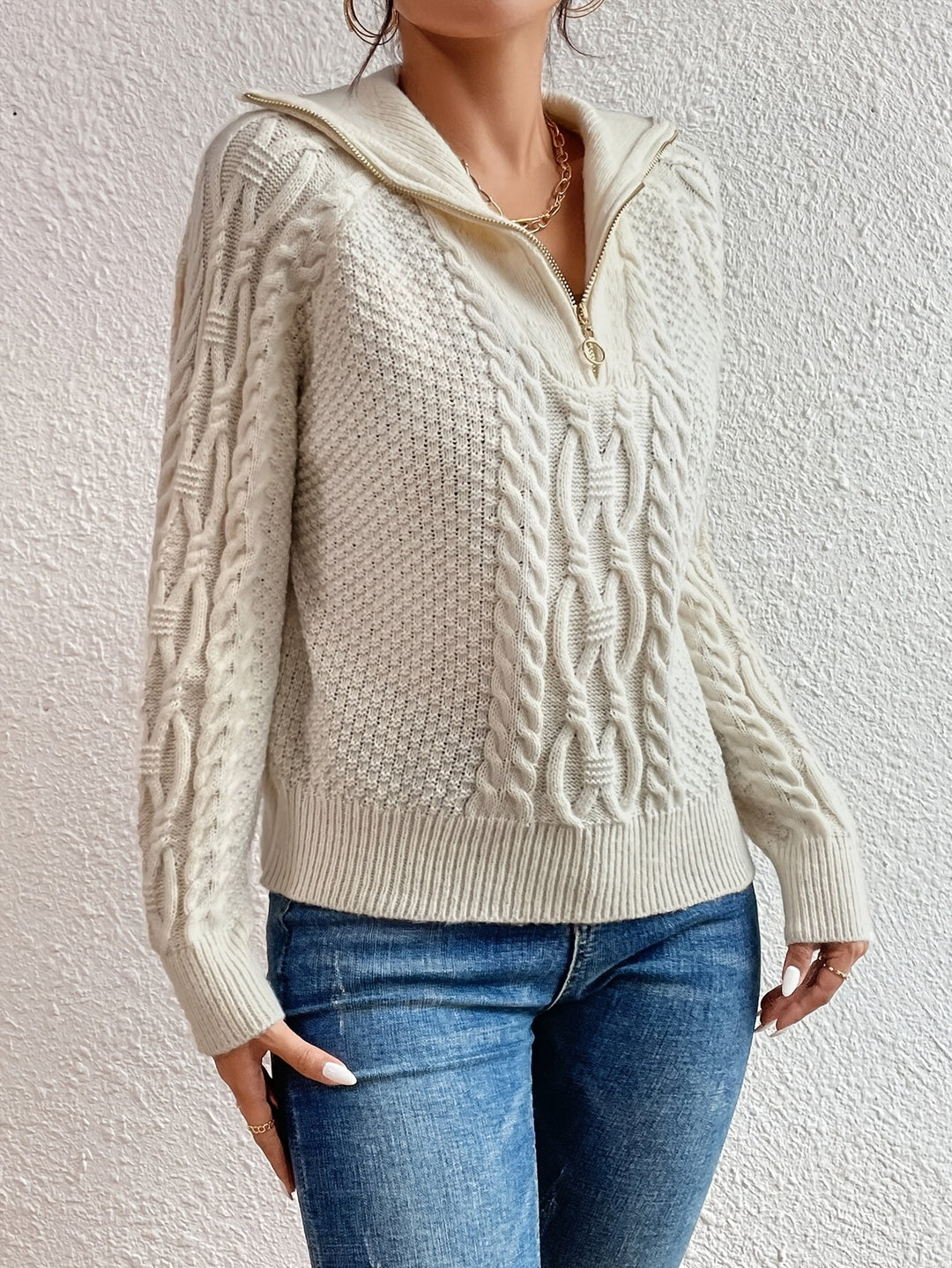 HARLOW™|MAGLIONE A TRECCIA CON COLLO ZIP