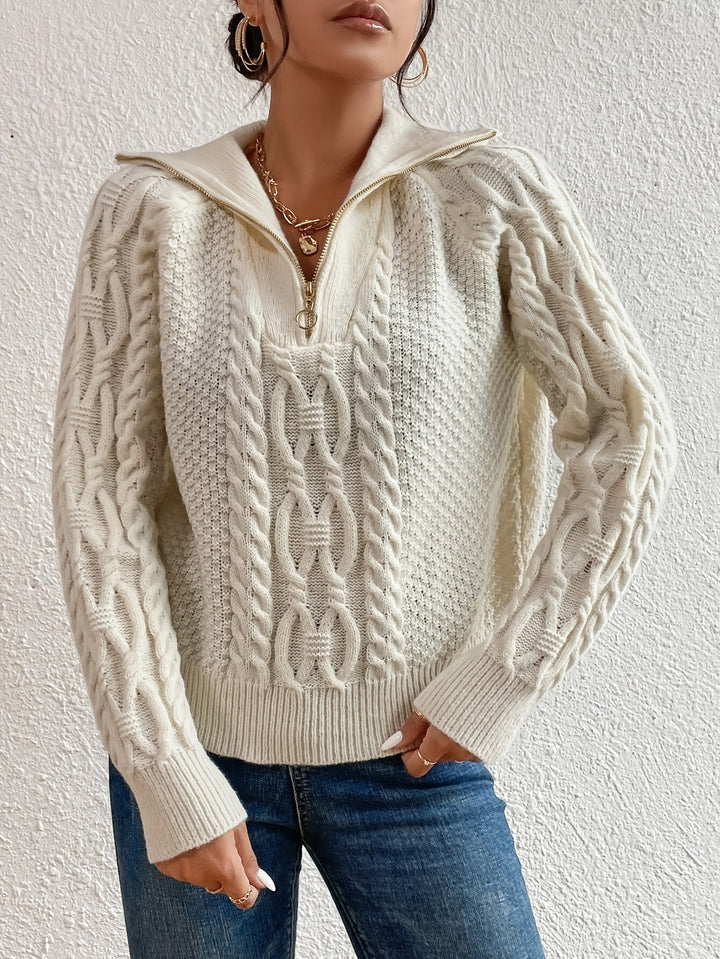 HARLOW™|MAGLIONE A TRECCIA CON COLLO ZIP
