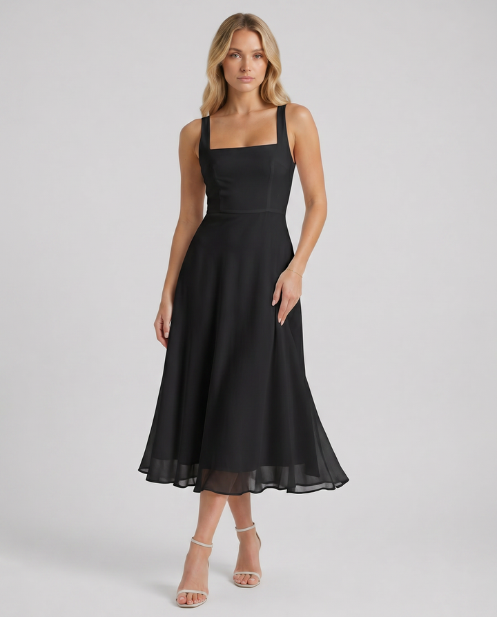 CHIARA™|VESTITO MIDI ELEGANTE CON SCOLLO QUADRATO