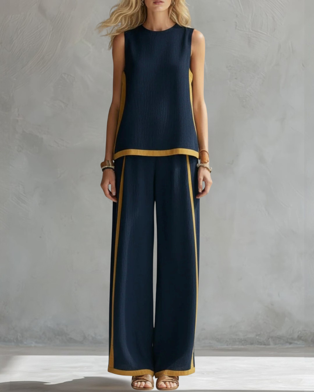 LEILA™|SET TOP E PANTALONI AMPI