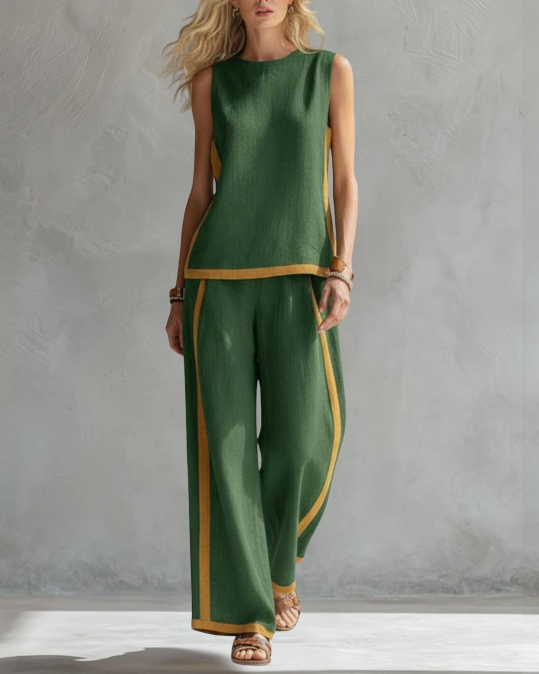 LEILA™|SET TOP E PANTALONI AMPI