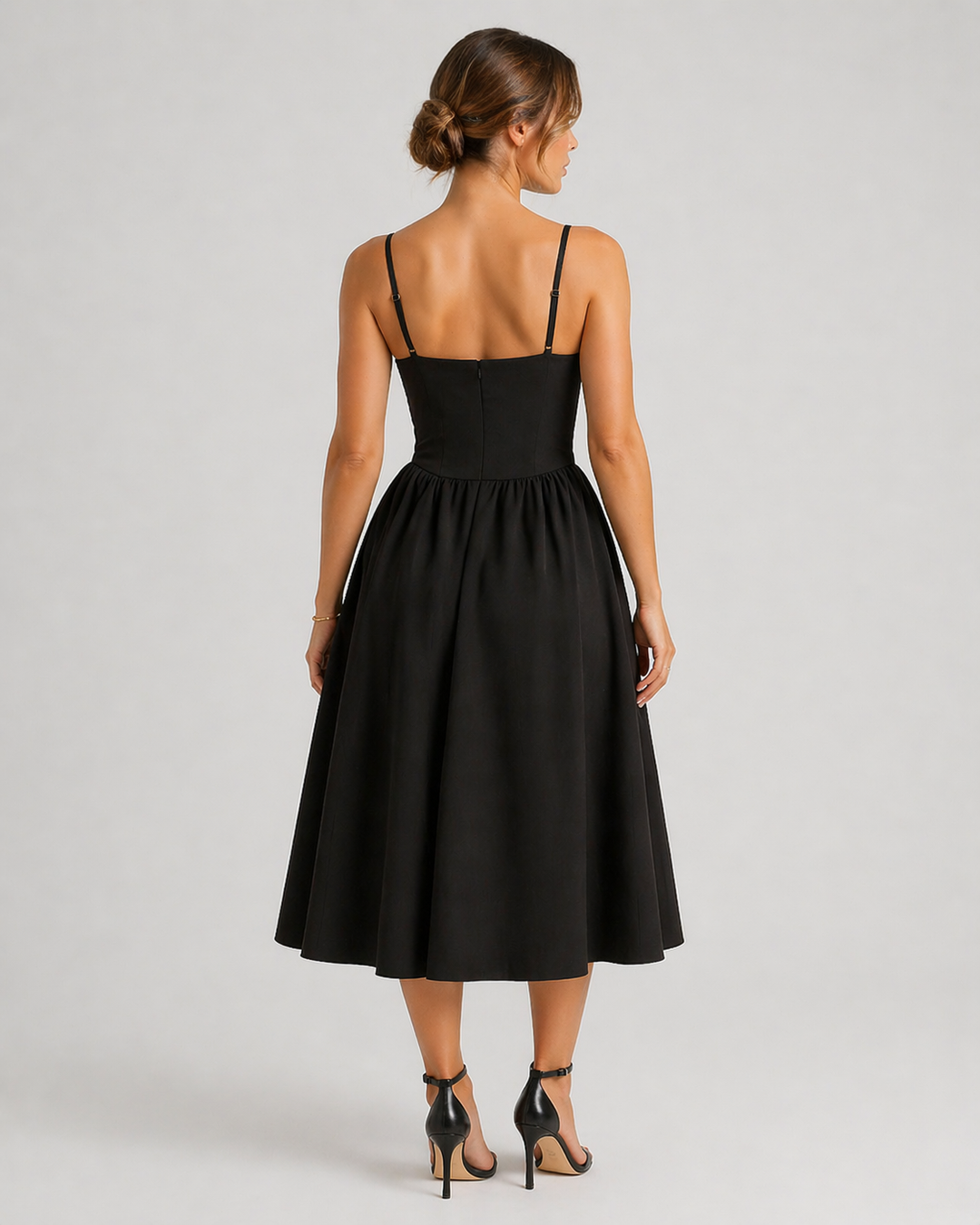 CLOE™|VESTITO MIDI CON CORPETTO STRUTTURATO E GONNA AMPIA