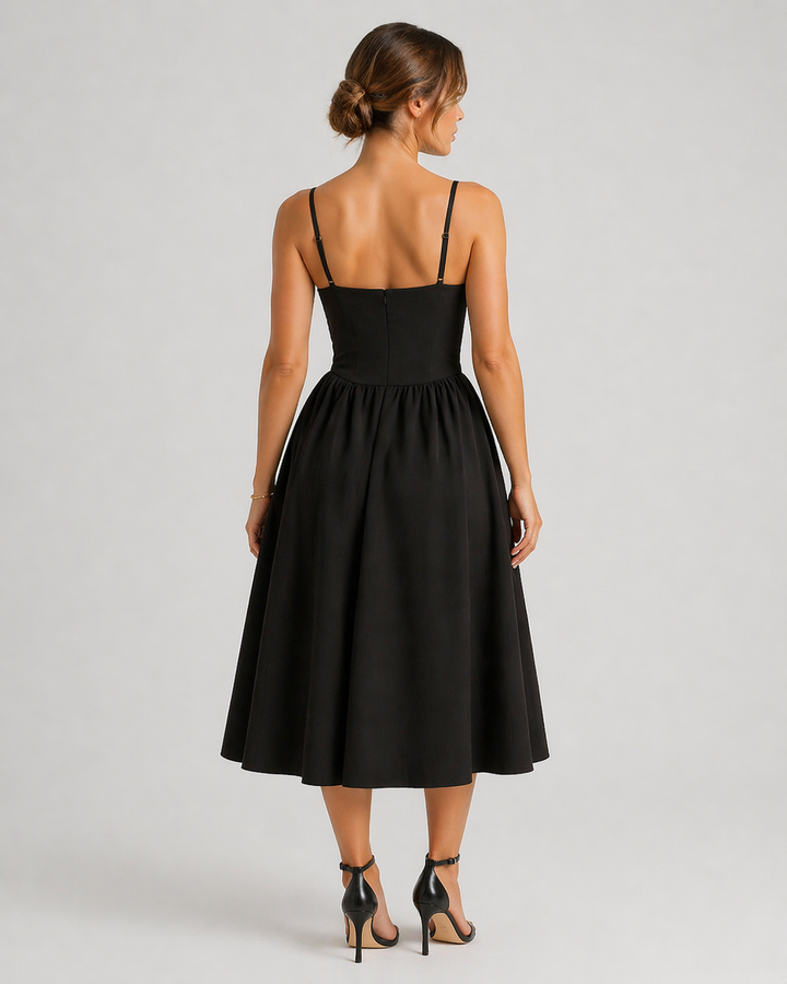 CLOE™|VESTITO MIDI CON CORPETTO STRUTTURATO E GONNA AMPIA