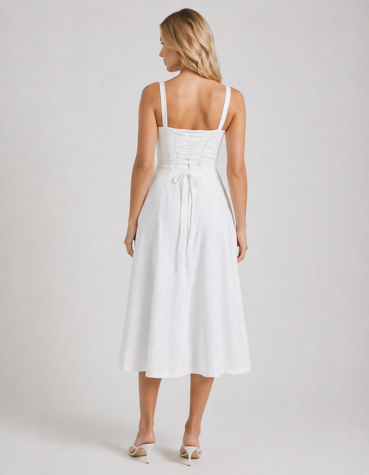 ALESSIA™|VESTITO MIDI CON CORSETTO E SPACCO LATERALE