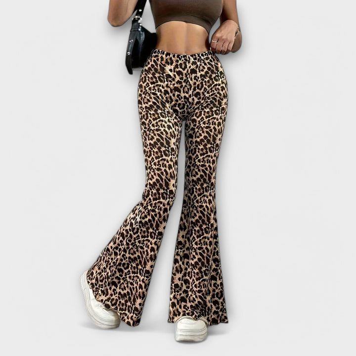 PANTALONI BOOTCUT LEOPARD
