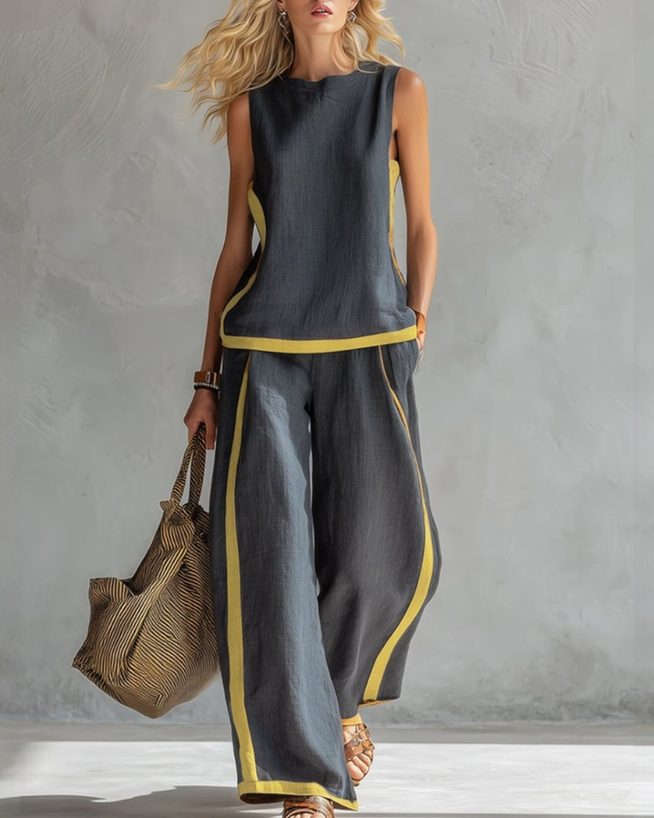 LEILA™|SET TOP E PANTALONI AMPI