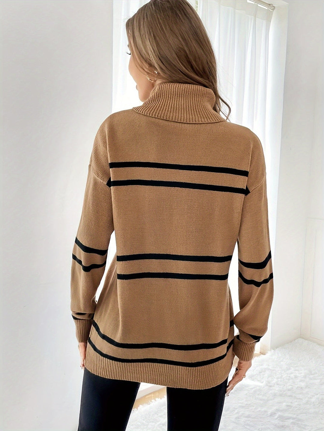 THEA™|MAGLIONE A COLLO ALTO A RIGHE