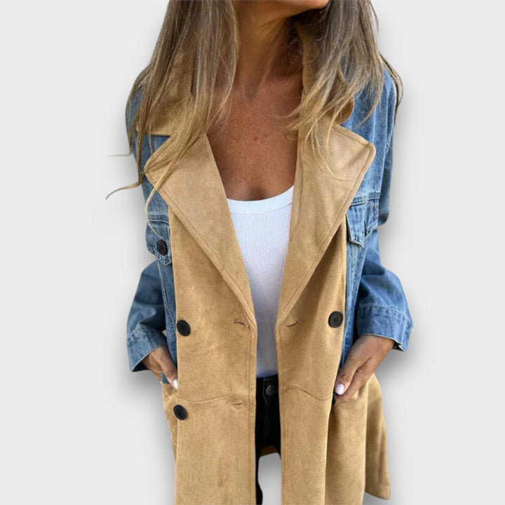ARIANA™|CAPPOTTO IN DENIM E FINTA PELLE SCAMOSCIATA