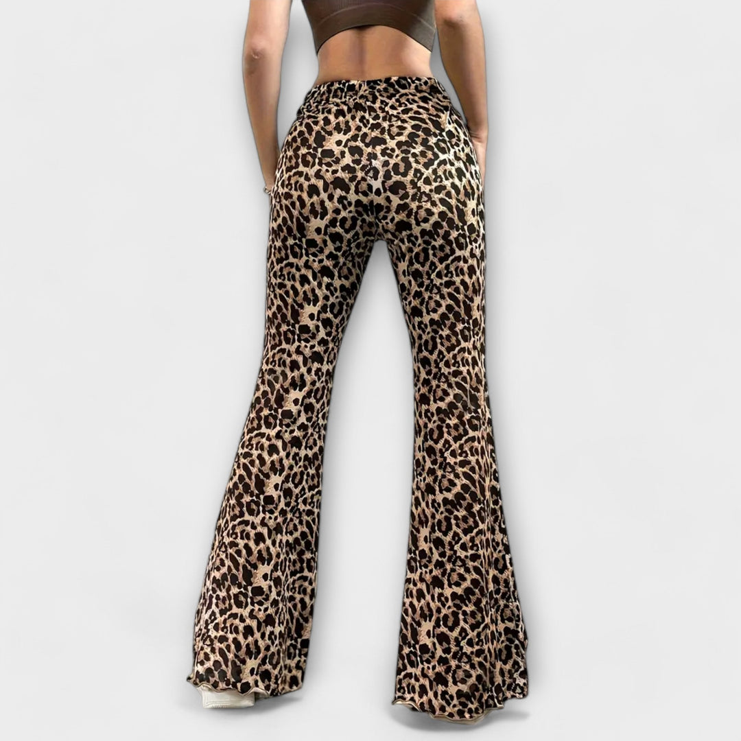 PANTALONI BOOTCUT LEOPARD