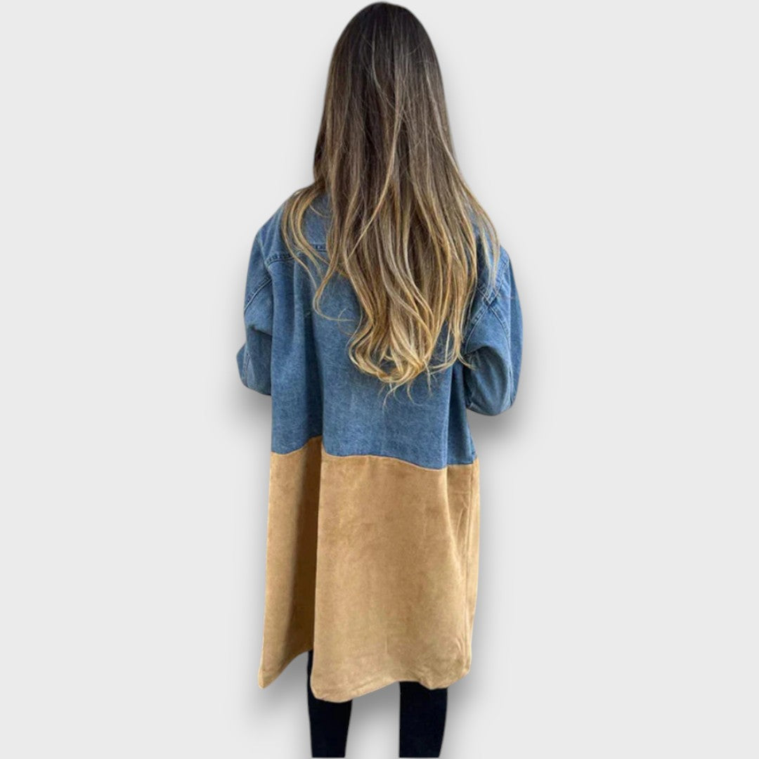 ARIANA™|CAPPOTTO IN DENIM E FINTA PELLE SCAMOSCIATA