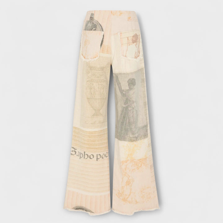 RHEA™|JEANS A GAMBA LARGA STAMPATE CON UN TOCCO VINTAGE