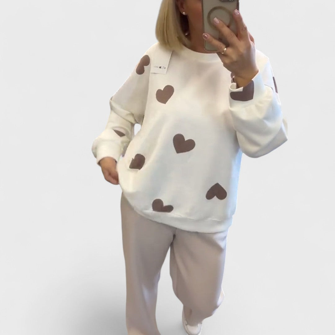 MILA™|MAGLIONE IN MISTO COTONE CON CUORI