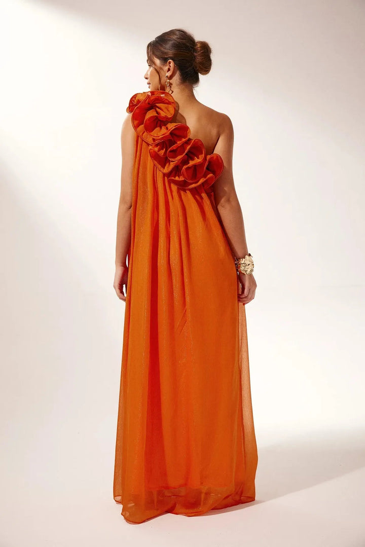 Formal Asymmetric One-Shoulder Floral Evening Gown