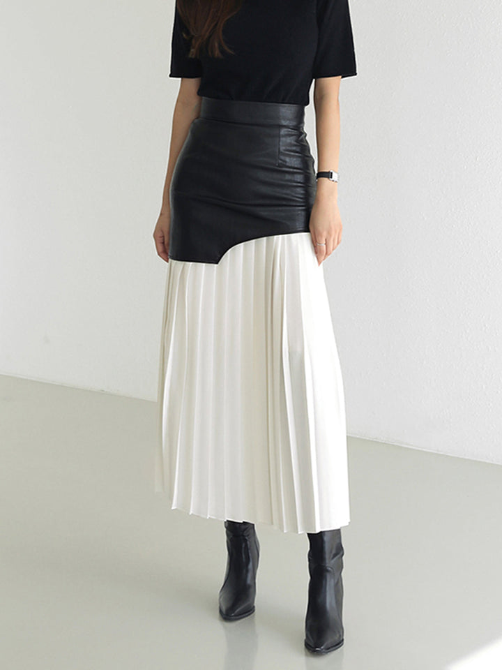 NOEMI™|GONNA MIDI PLISSETTATA BICOLORE