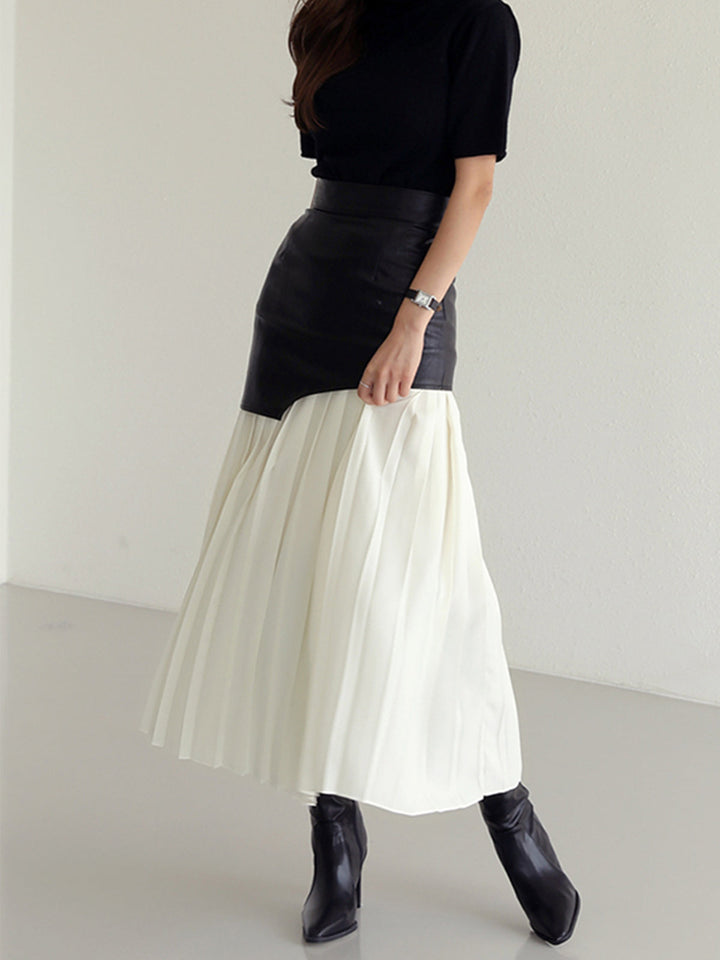 NOEMI™|GONNA MIDI PLISSETTATA BICOLORE