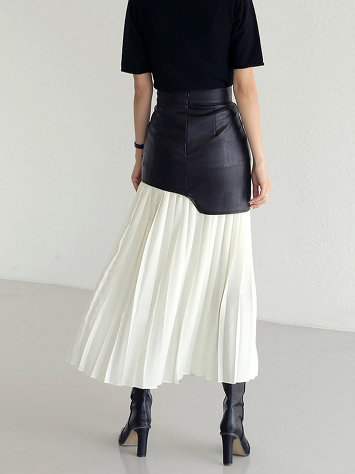 NOEMI™|GONNA MIDI PLISSETTATA BICOLORE