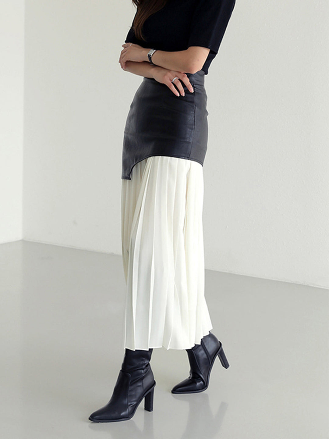 NOEMI™|GONNA MIDI PLISSETTATA BICOLORE
