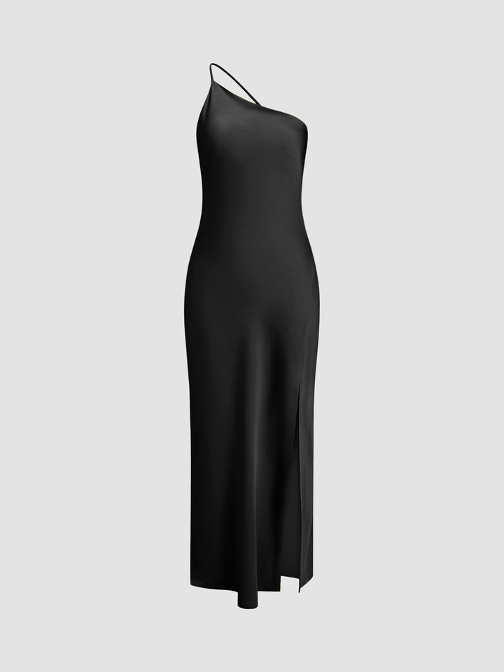 Open Back Satin Wedding Guest Maxi Dress