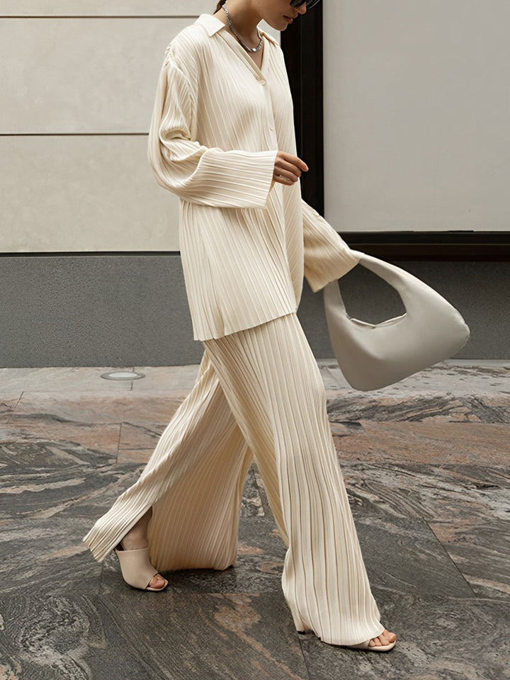 CAMILA™|SET PLISSETTATO CON CAMICIA E PANTALONI