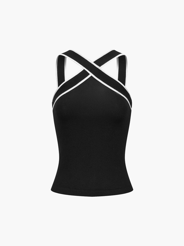 VALERIA™|TOP SENZA MANICHE CON INCROCIO ELEGANTE