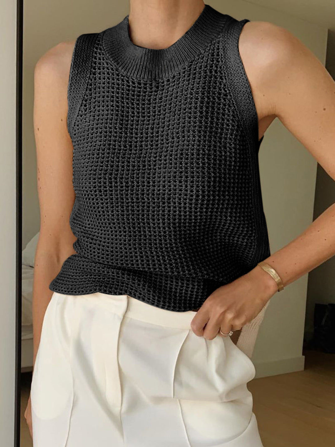 ELENA™|TOP IN MAGLIA TRAFORATA MINIMAL