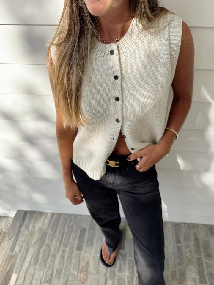 LIVIA™|TOP GILET IN MAGLIA CON BOTTONI FRONTALI