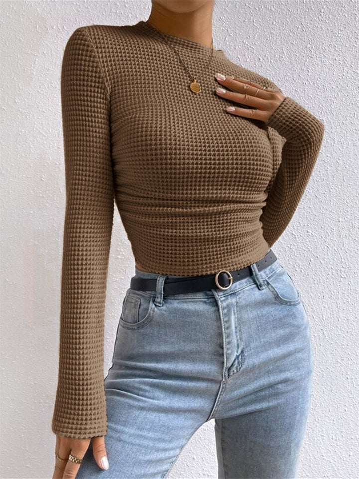 CHIARA™|TOP A MANICHE LUNGHE TEXTURIZZATO CROPPED