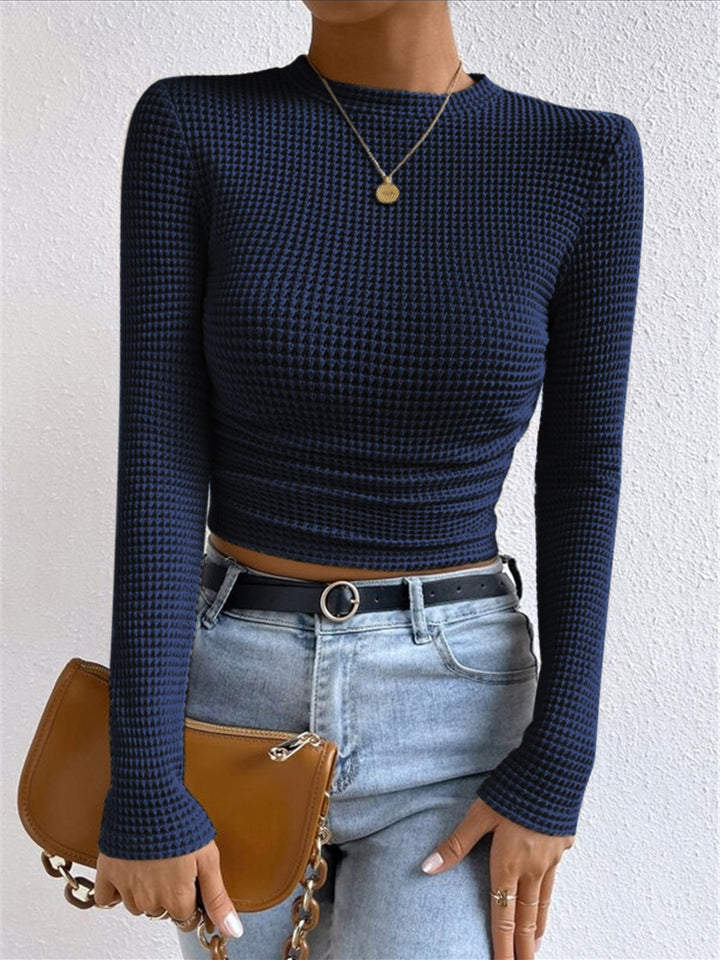 CHIARA™|TOP A MANICHE LUNGHE TEXTURIZZATO CROPPED