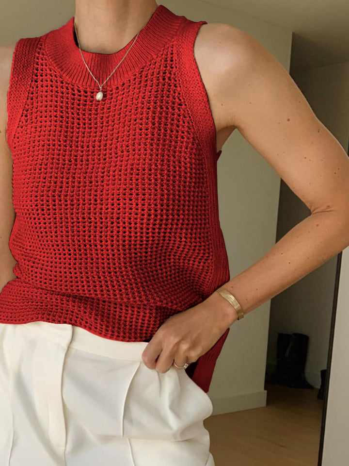 ELENA™|TOP IN MAGLIA TRAFORATA MINIMAL