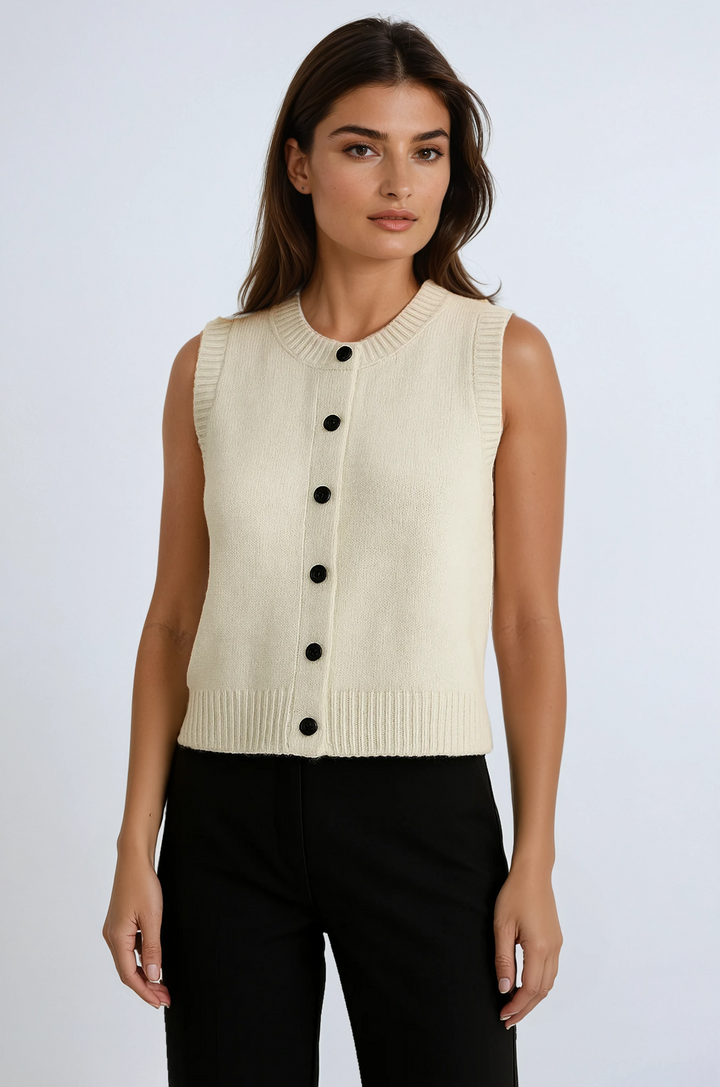 LIVIA™|TOP GILET IN MAGLIA CON BOTTONI FRONTALI