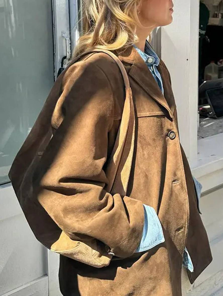 FIORA™|GIACCA BLAZER IN CAMOSCIO