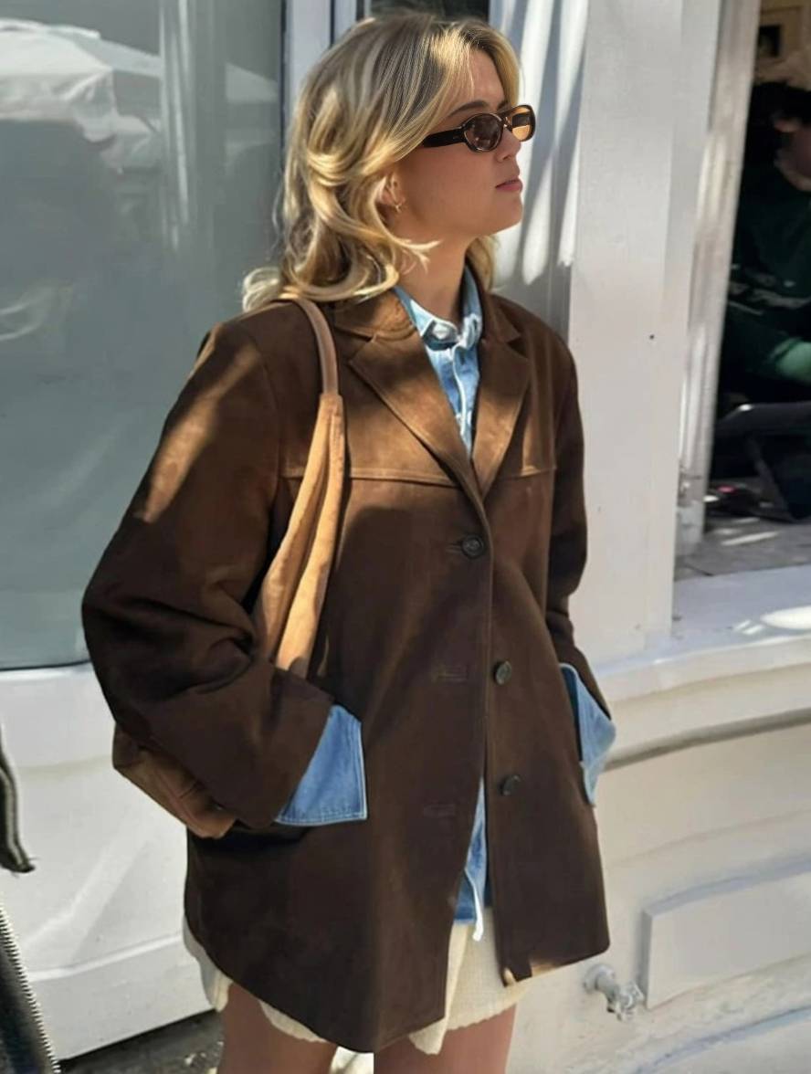 FIORA™|GIACCA BLAZER IN CAMOSCIO