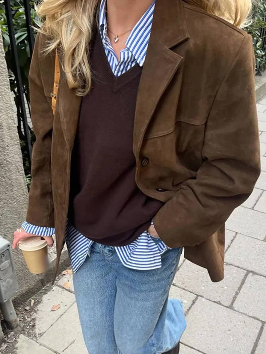 FIORA™|GIACCA BLAZER IN CAMOSCIO