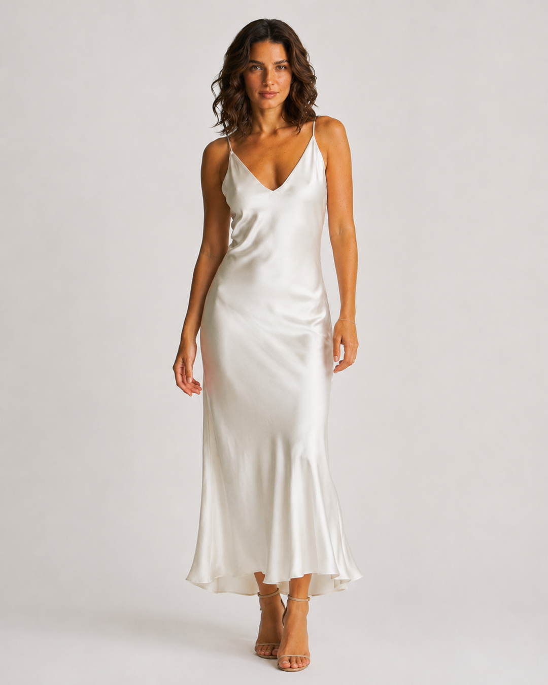 ELENA™|ABITO MIDI SATINATO ELEGANTE