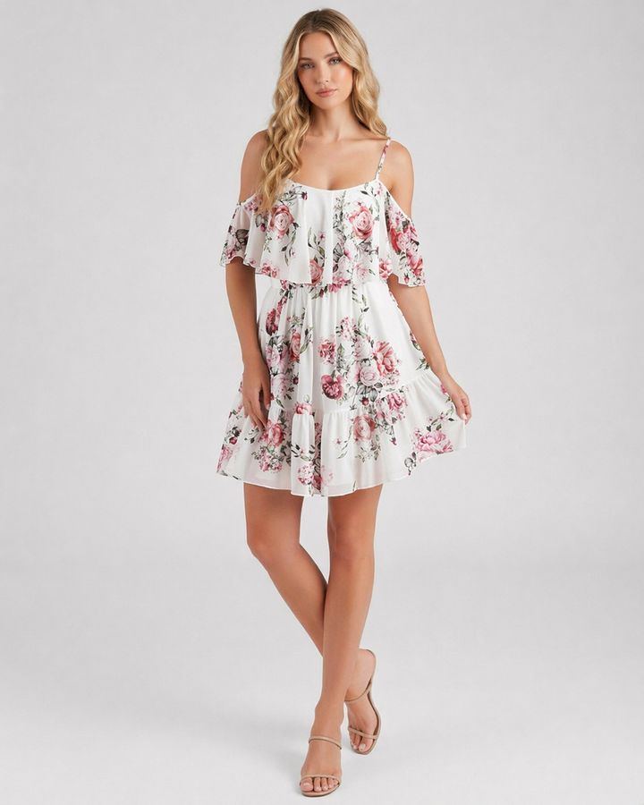 ELENA™|VESTITO MINI FLOREALE CON SPALLE SCOPERTE