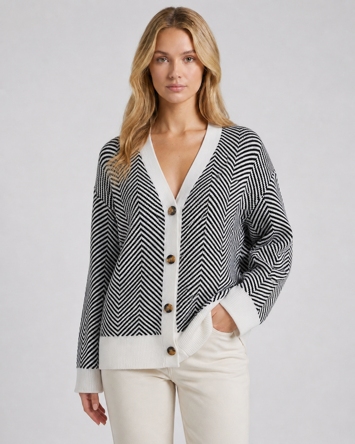 SOFIA™|CARDIGAN A RIGHE MORBIDO