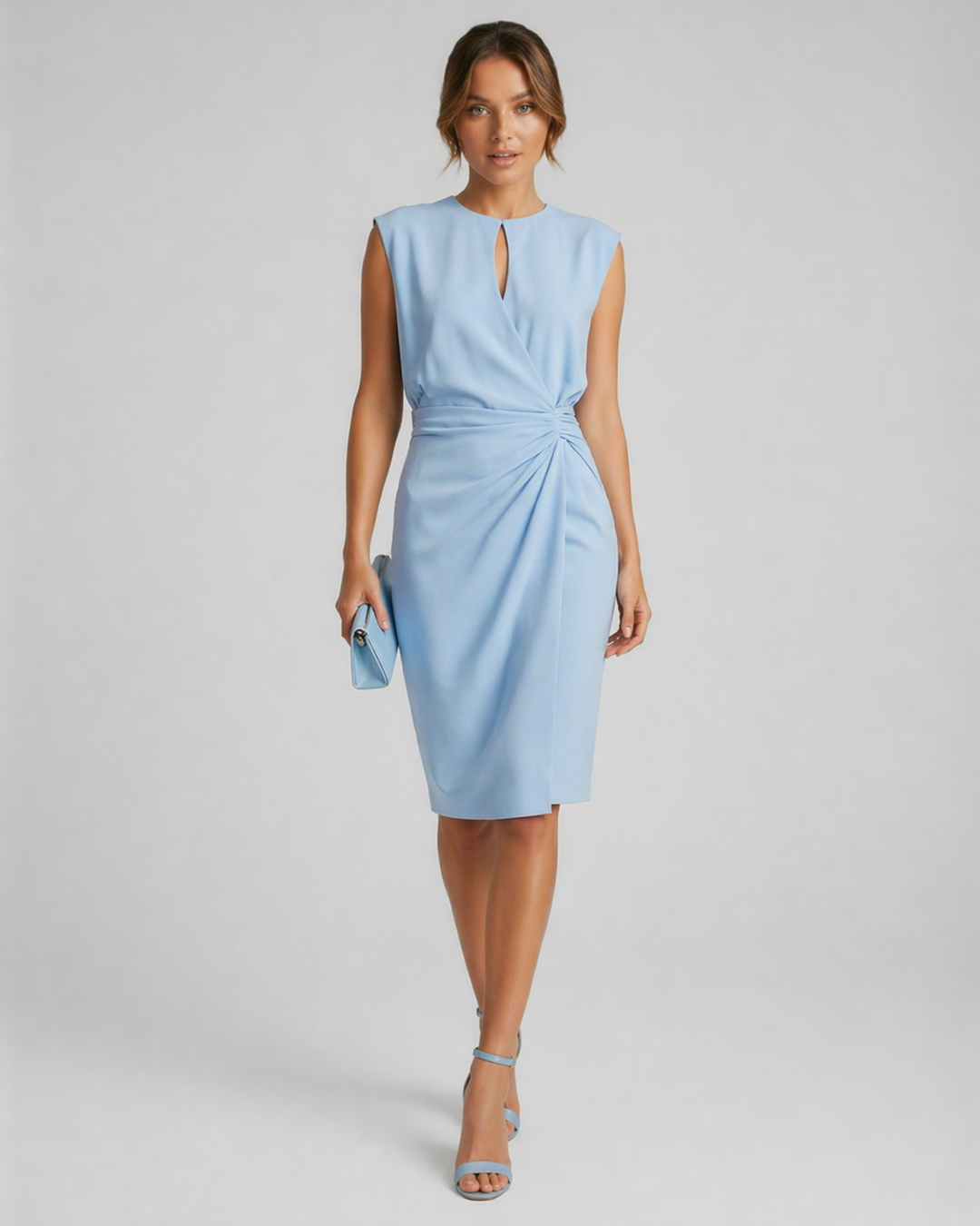 AURELIXA™|VESTITO MIDI DRAPPEGGIATO CON DETTAGLIO ELEGANTE IN VITA