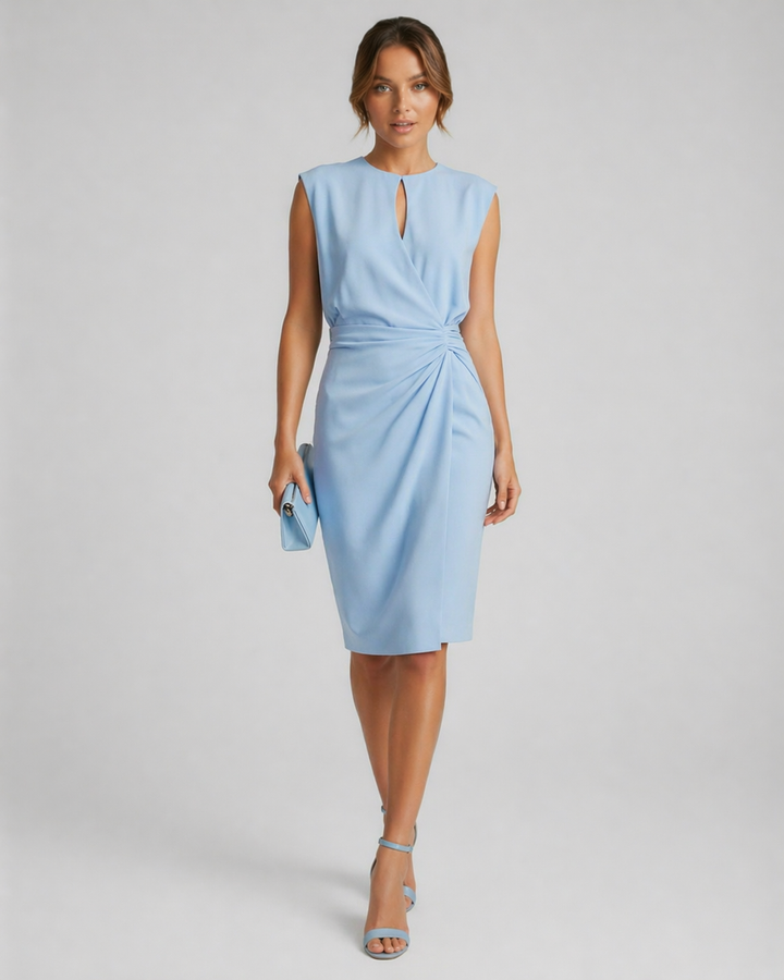 AURELIXA™|VESTITO MIDI DRAPPEGGIATO CON DETTAGLIO ELEGANTE IN VITA