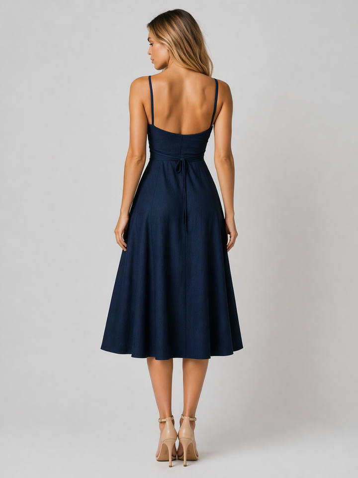 SERAFINA™|VESTITO MIDI CON CORPETTO MODELLANTE E GONNA AMPIA